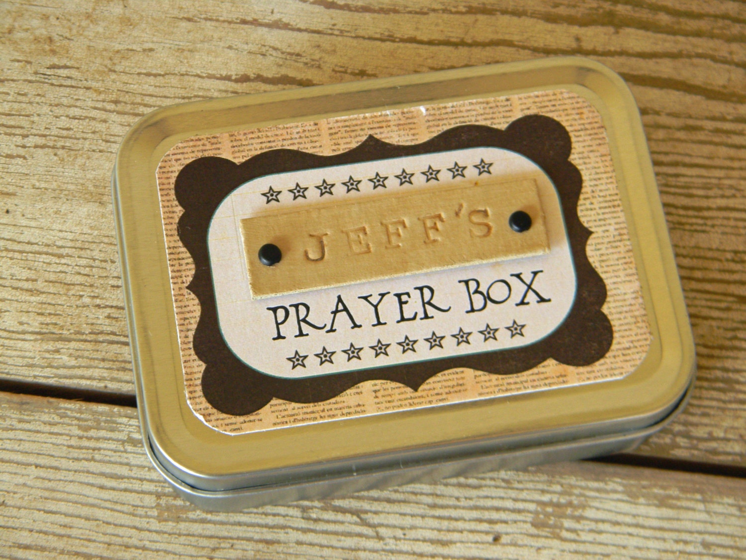 Personalized Prayer Box Newsprint with Black Frame