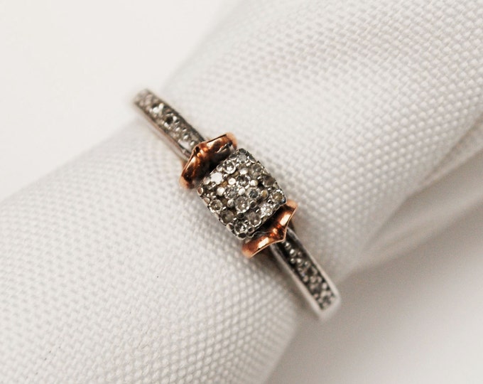 Sterling Melee Diamond Ring with Copper accents size 9