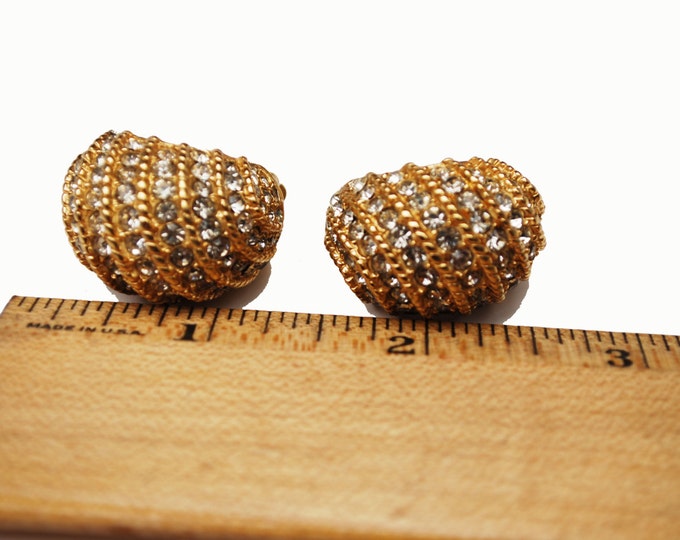 Ciner Clip on Earrings Pave Rhinestone gold