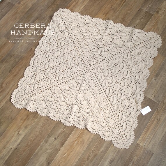 Beige Crochet baby blanket/ Baby blanket/ by GerberaHandmade