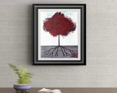 Red Tuft Tree Signed Art Print of Signature Original By Rafi Perez