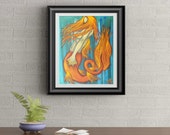 Fire Mermaid Signed Art Print of Signature Original By Rafi Perez