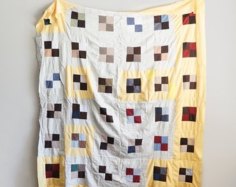 Vintage Handmade Quilt Top Unfinished Polyester Bedspread