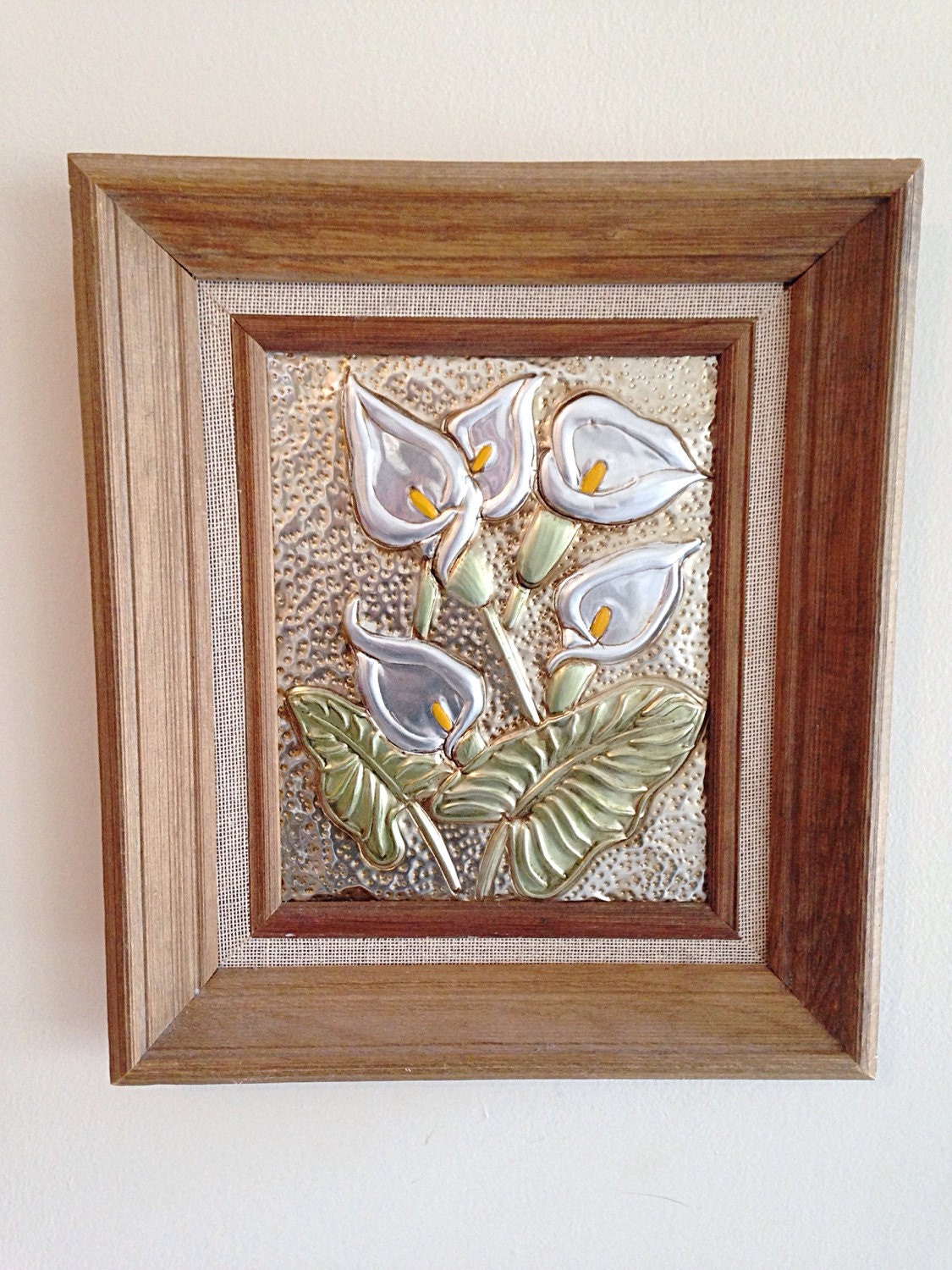 Beautiful Mexican Tin Art Calla Lilies Hippie Decor Southwest