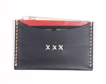 70% SALE Hand stitch Leather minimalist wallets card case_Only one