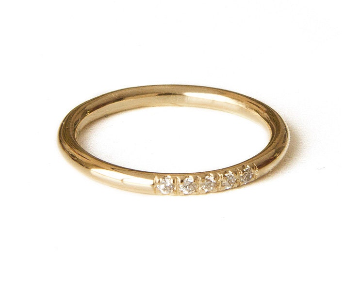 Alternative engagement ring, Half eternity CZ Diamonds ring In Pave Set