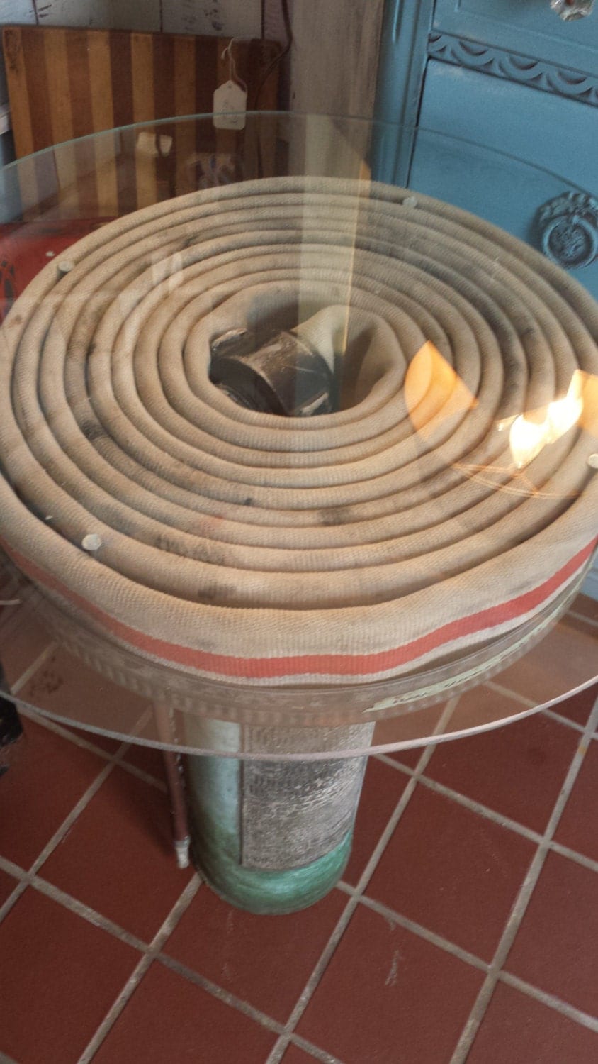 Vintage Fire Extinguisher and Hose upcycled Table LOCAL