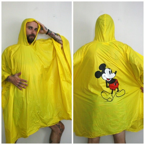 Mickey Mouse Rain Poncho. Bright Yellow Huge Disneyland