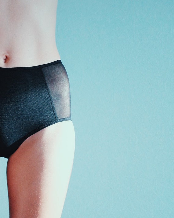 Black mesh fabric panties. Hipster style Panties. All size.
