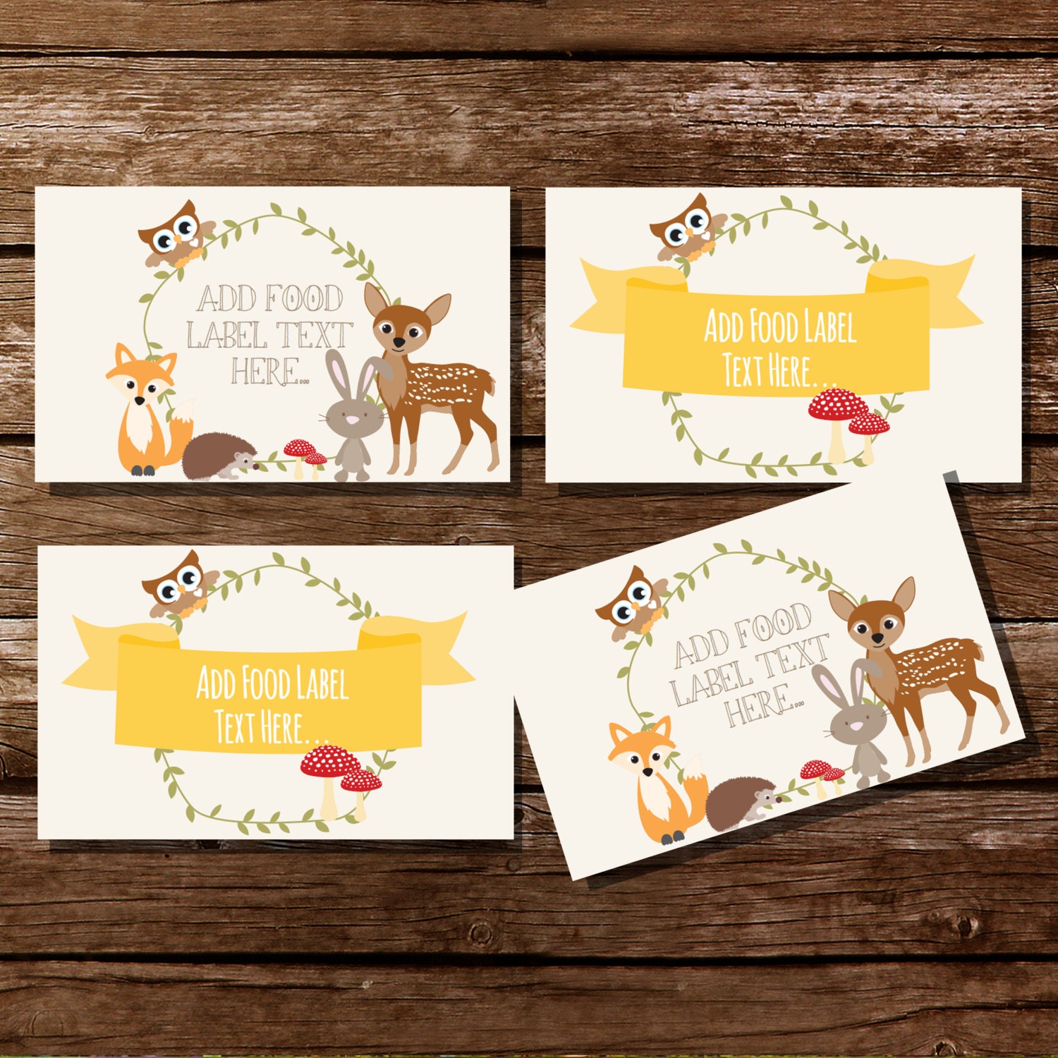 Woodland Baby Shower Food Labels Tent Cards Food Labels