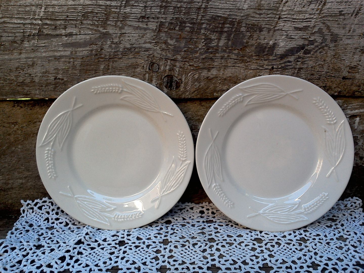 Vintage Red Cliff IRONSTONE Set of 2 Wheat on White Side Plates 8 1/4