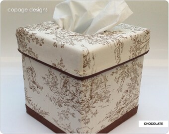Central Park Toile Custom-Made Tissue Box Cover / Baby Nursery Accessories / Blue, Pink, Black, Sage, Horizon, Chocolate / Kleenex Box Cover