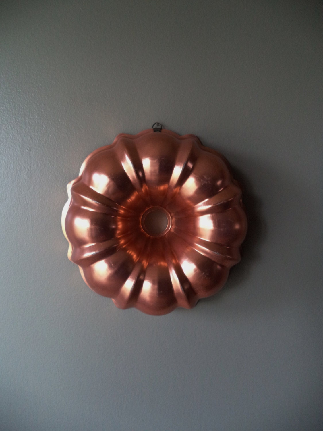 Vintage Aluminum Jello Mold Bundt Pan Copper Color Ring Wall Hanging
