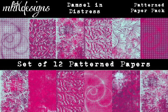 Damsel In Distress Digital Papers