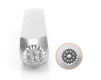 Impress Art Sunflower Metal Design Stamp- 6MM Steel Stamp- Steel Stamp- Jewelry Design Stamp- SGSC1514-O-6mm