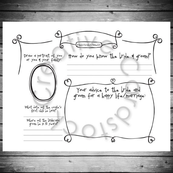 Unique Wedding Guest Book Page Customized Digital Copy