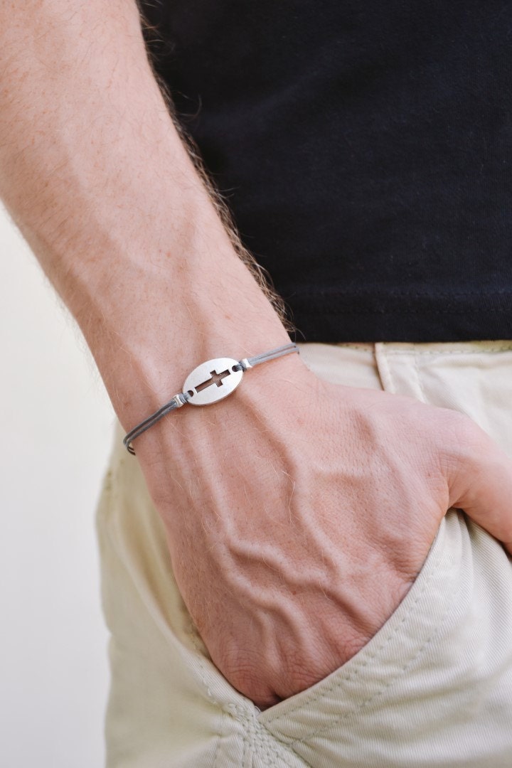 Cross bracelet for men christian catholic jewelry men's