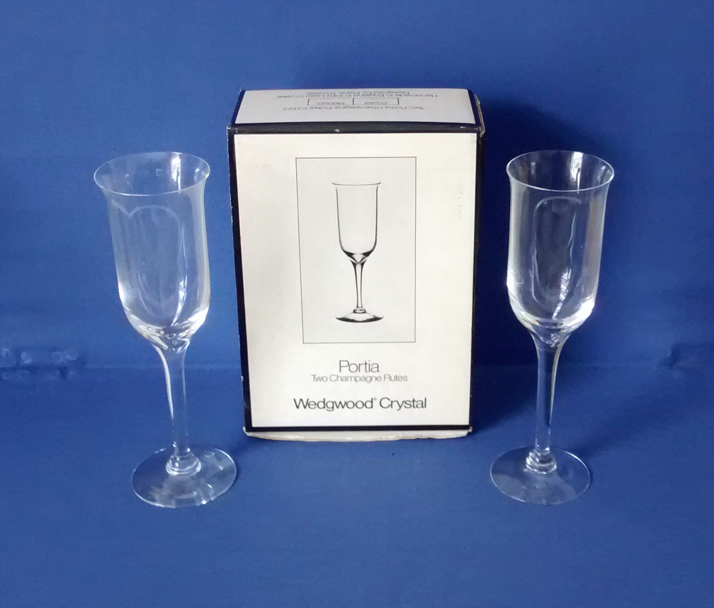 Pair Wedgwood Crystal Portia Champagne Glasses Frank Thrower