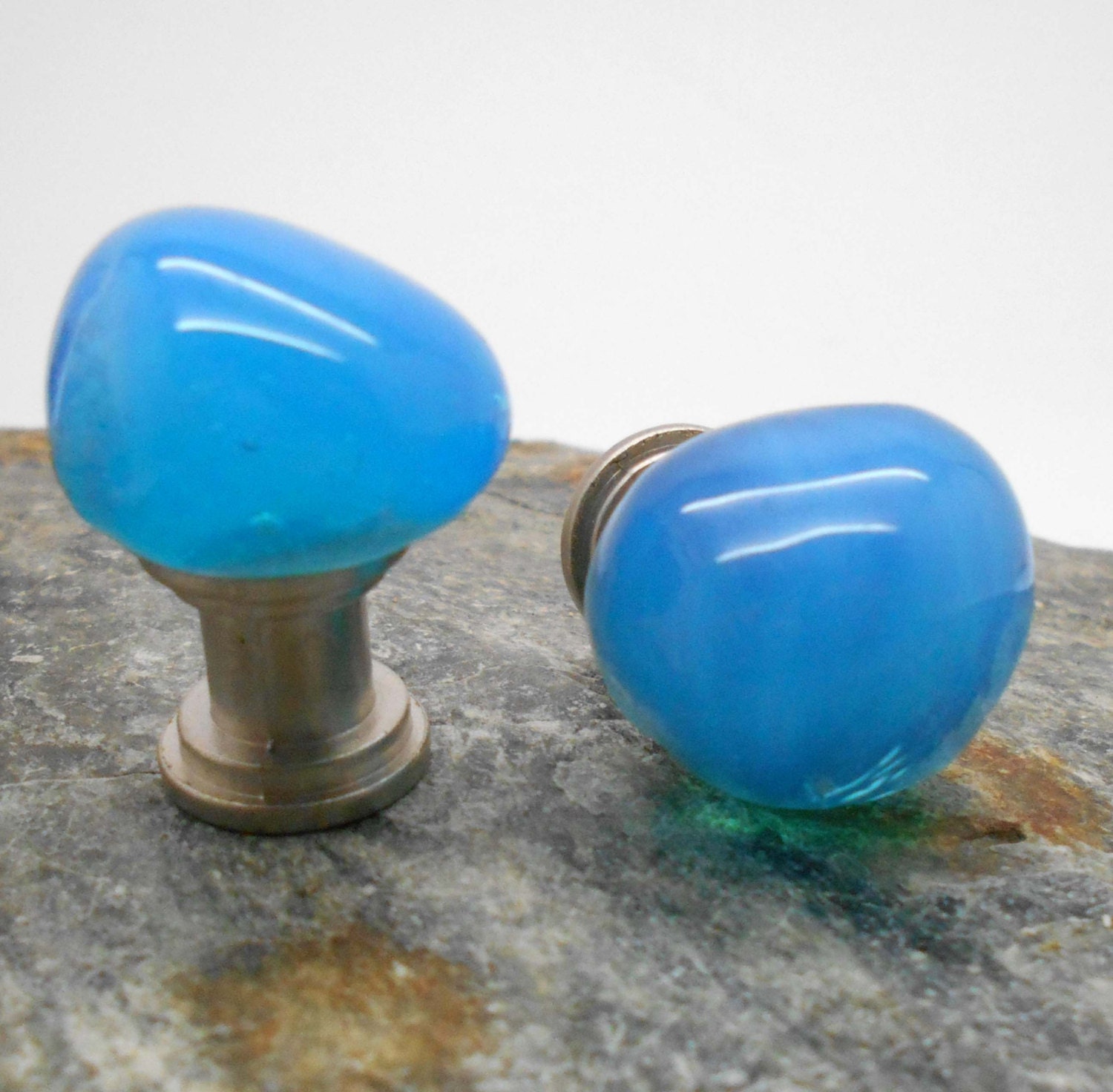 Knobs Stone Knobs Knobs Turquoise Glass