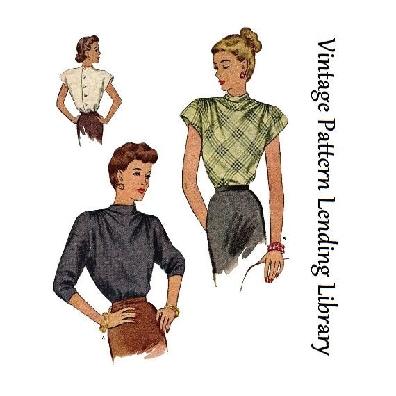 1940s Ladies Cowl-Style Neck Blouse Reproduction Sewing