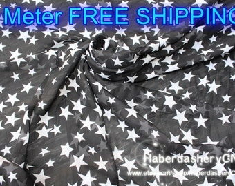 5m Chiffon fabric CH195A - FREE SHIPPING in wonderful fashion stars design