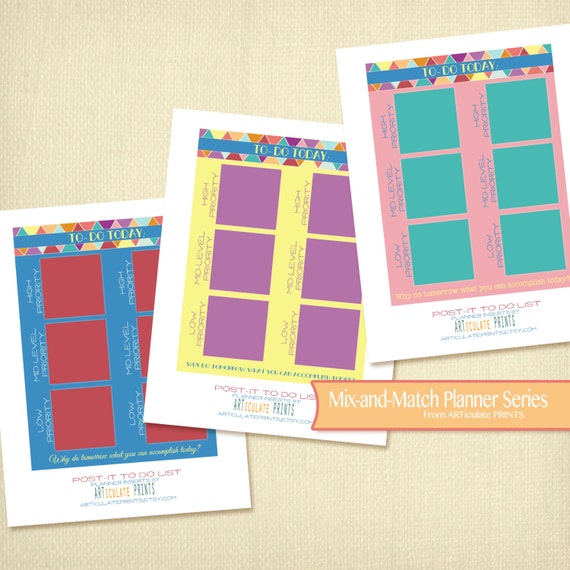 To Do List PostIt Note todo list Printable Planner Insert