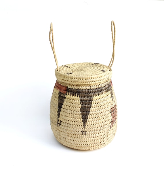 Vintage African Woven Basket With Lid & by ModernisticVintage
