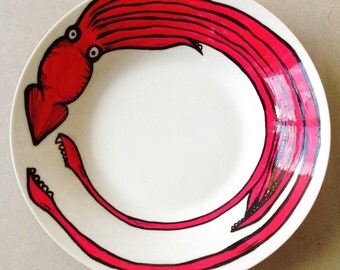 Colossal Squid Hand Painted Ceramic Bowl.