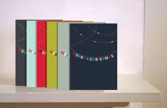 SALE Christmas cards pack of 6 colourful contemporary