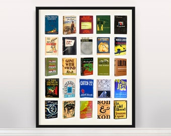 Great American Novels Typology - Literary Poster - History of Literature - Novel Poster - Writing Poster - Mockingbird - JD Salinger -
