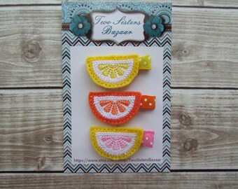 Lemon Hair Clip, Citrus Hair Clip, Fruit Hair Clip, Girls Hair Clip, Toddler Hair Clip