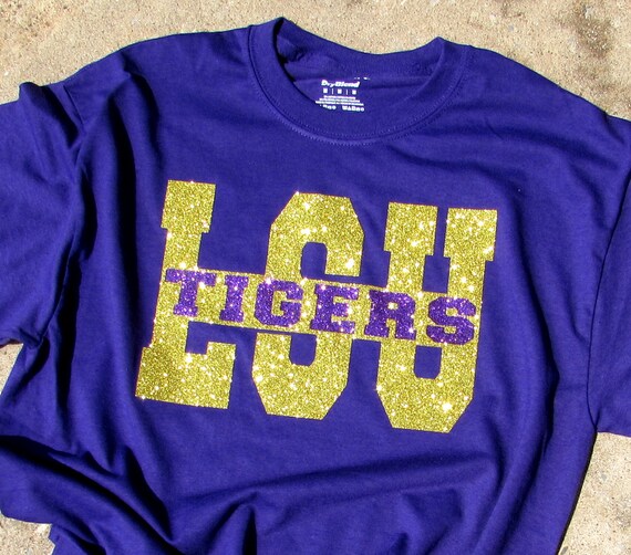 Louisiana State University Glitzy Short Sleeve Bling Purple