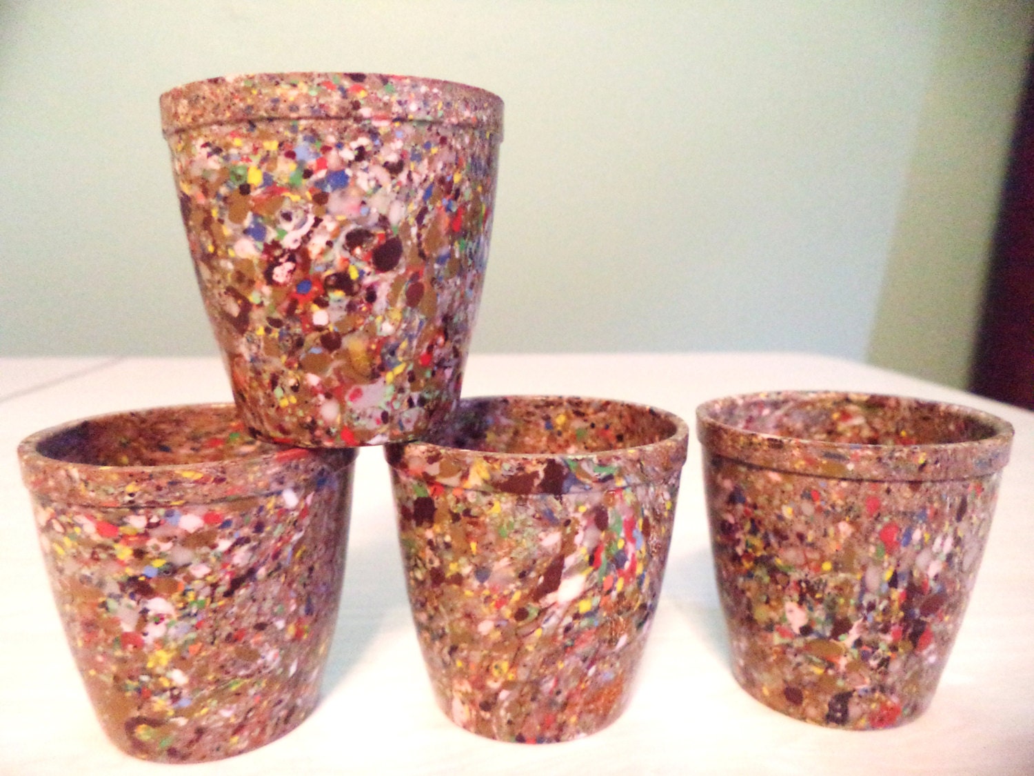 Vintage Melamine Confetti Shot Glasses Kitsch Mod Mid Century