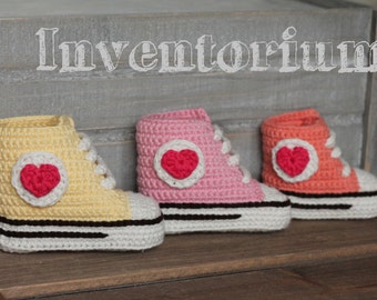 Crochet PATTERN high top sneaker, "Old Skool kicks" girls high top booties PATTERN ONLY