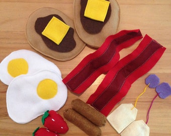 Deluxe Breakfast Play Food / Felt Play Food / Breakfast Set / Handmade Play Food