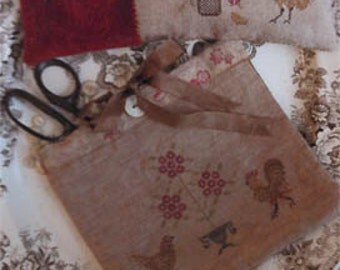 Pattern: Spotted Chickens Cross Stitch by Stacy Nash Primitives