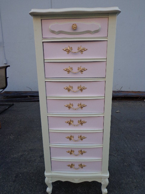 French Provincial Lingerie Chest Tall Dresser Drawers ...
