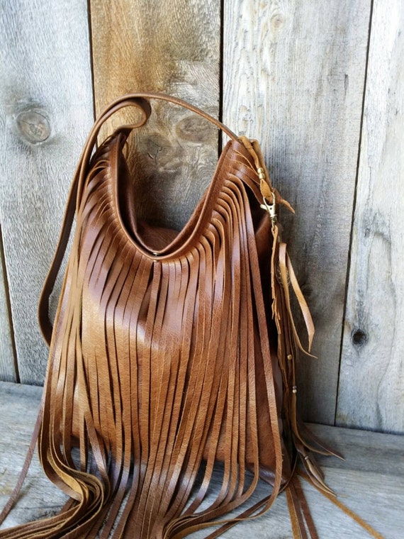 Brown Leather Boho Handbag / Boho Chic Brown by RusticMoonLeather