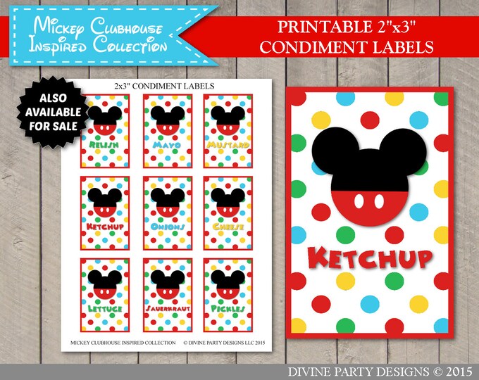 SALE INSTANT DOWNLOAD Mouse Clubhouse 8x10 Party Sign Package / Free Condiment Labels / Clubhouse Collection / Item #1625