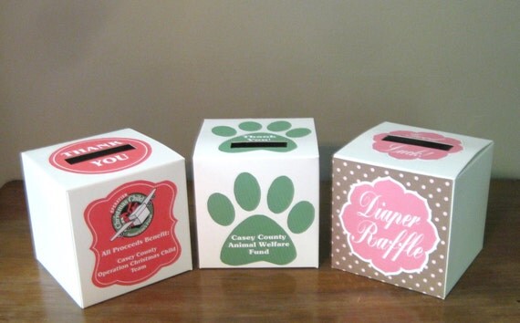 6 x 6 x 6 Custom Raffle Box or Charity by ShopCreativeLiberty