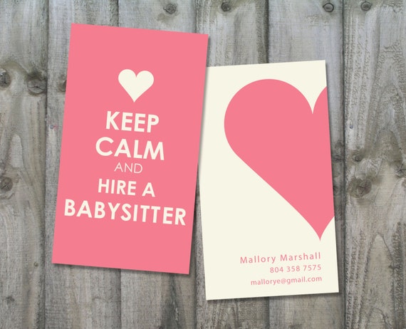 Nanny Babysitting Custom Business Card KEEP By CarolLnDesigns