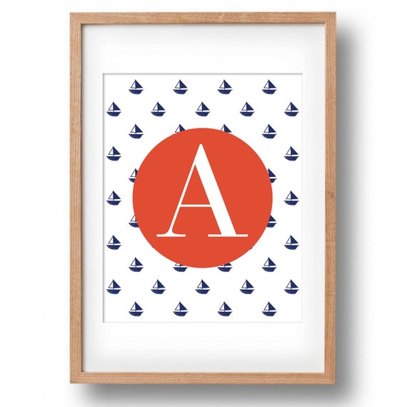 Custom Letter Print Sailing Boat Letter Printable nursery