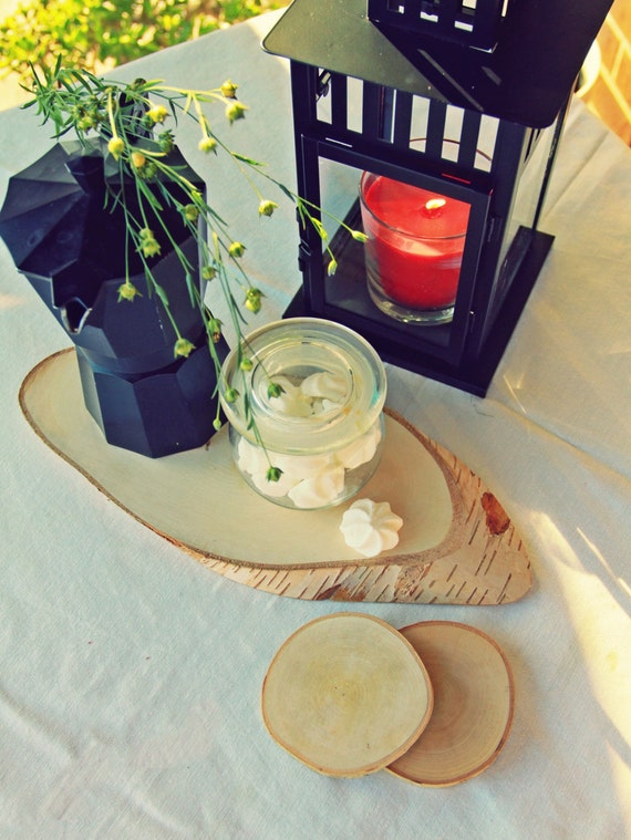 Set coasters plate and 2 coastersbirch coasterswood by Holeybox