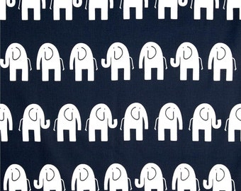 Premier Prints Ele Navy Twill Fabric - Navy and white elephant print nursery fabric - by the 1/2 yard