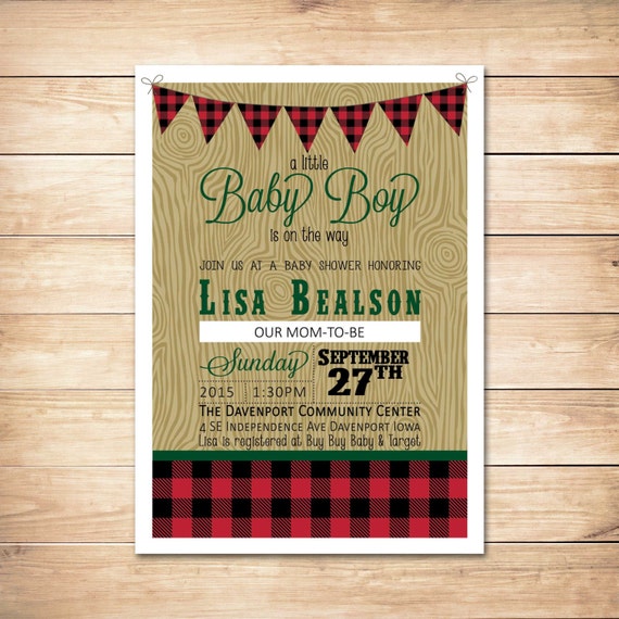 Items similar to Mountain Theme Baby Shower Invitation ** Lumberjack Baby Shower Invitaiton