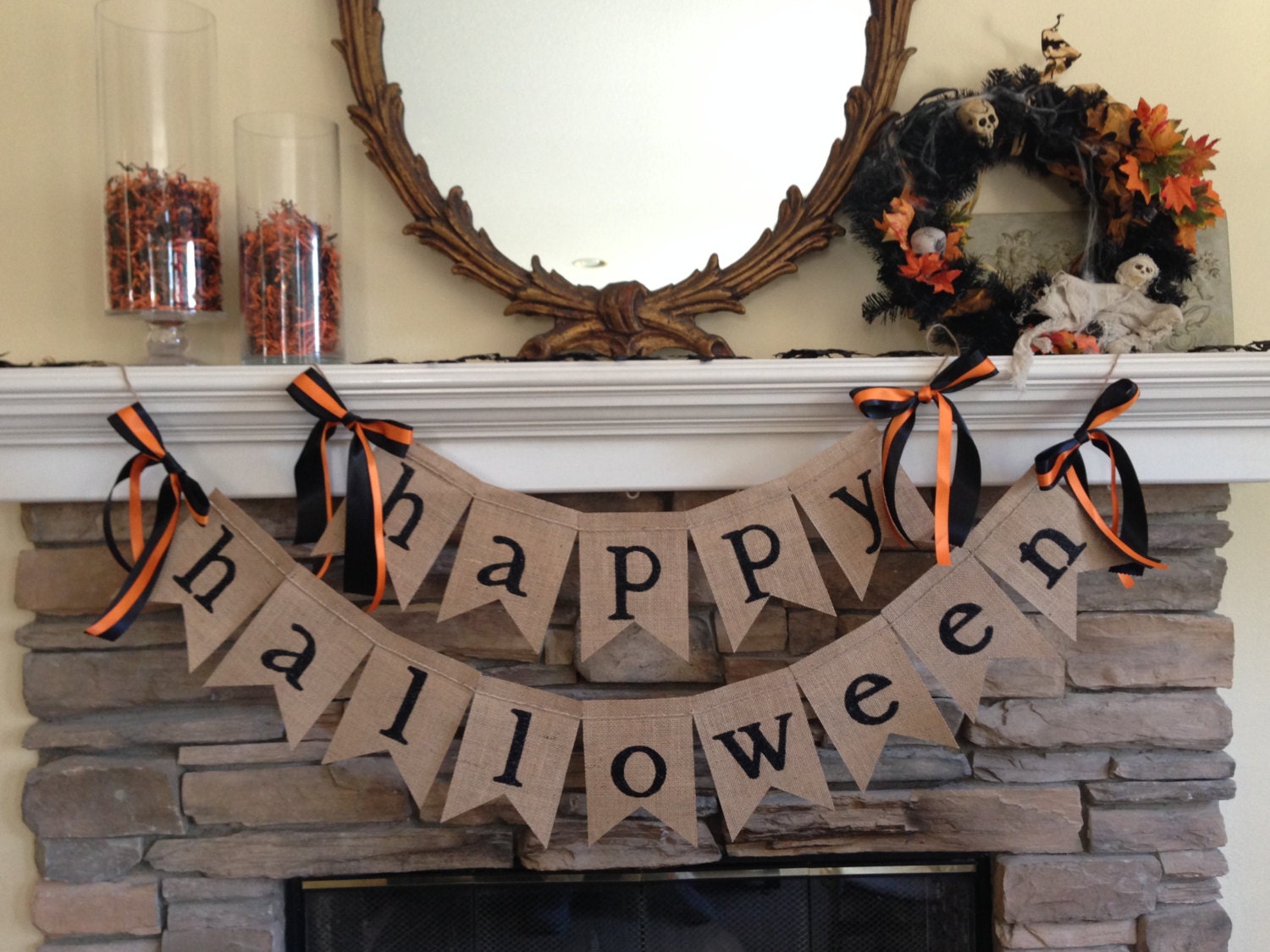 HAPPY HALLOWEEN Burlap Banner HALLOWEEN Burlap Banner