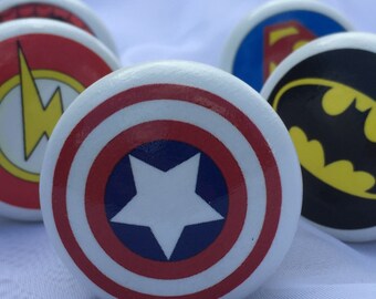 Set Of Six Superhero Knobs, Pulls, Dresser Knobs