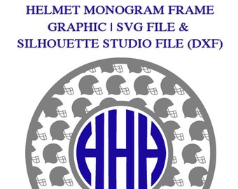 Helmet Monogram Frame File for Cutting Machines | SVG and Silhouette Studio (DXF)
