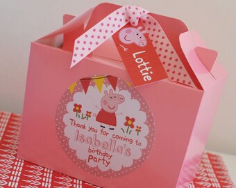 Personalised Childrens PEPPA Pig GEORGE Pig Birthday Party Bag Box Activity Stationary
