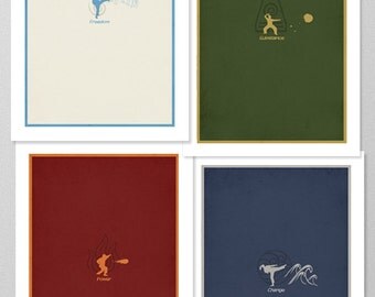 AVATAR The LAST AIRBENDER Poster Set, Minimalist Posters, Large Wall Art, College Student Gift Dorm Decor, Gift for Him, Four Art Prints